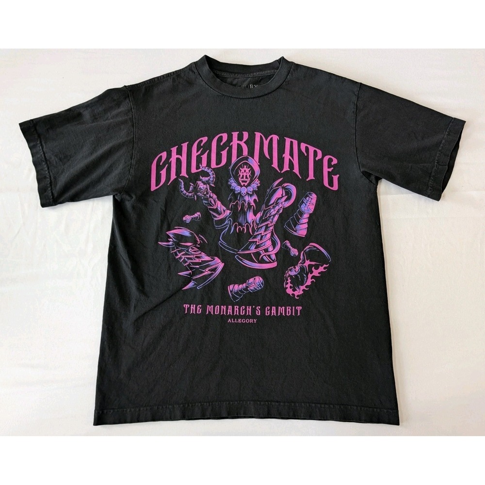 Allegory Brand Graphic T Shirt Black Checkmate Monarchs Gambit Men's Medium USA